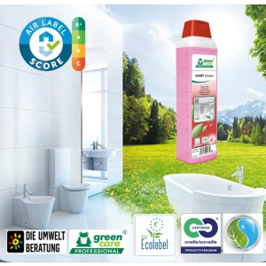 Detergent ecologic concentrat SANET zitrotan, Green Care, detartrant pentru spatii sanitare, bai, toalete, cu miros persistent, 1L, certificat A+ de catre Air Label Score, Ecolabel, Cradle-to-Cradle, CLP Free, Biodegradabil complet