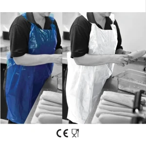 Sort de unica folosinta din polietilena SHIELD, 100 de bucati /rola, 69 x 117 cm, 50 microni albastru, alb, certificat pentru industria alimentara,HACCP