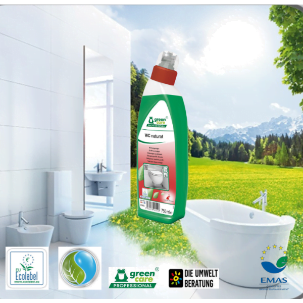 Solutie ecologica  WC Natural, Green Care, pentru curatat vasul de toaleta, pisoare sau bideul, 750ml, certificat Ecolabel, Biodegradabil complet