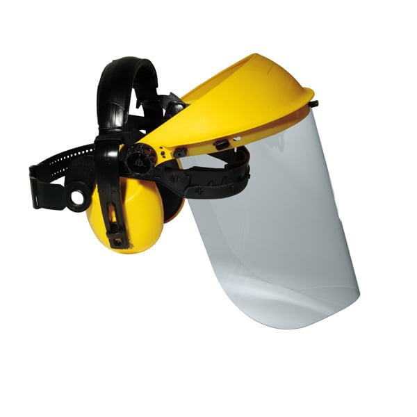 Vizieră de protecţie transparentă, din policarbonat, prindere in 5 puncte, Clasa optica 1, 400 × 200 mm, vedere panoramica, pentru suportul CG60700