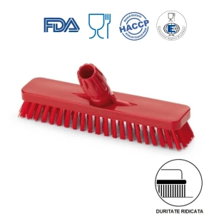 Perie pentru pardoseli si pereti, 30 cm, duritate ridicata, rosie, rezistenta la 121°C, autoclavare pentru industria alimentara, certificare HACCP, FDA
