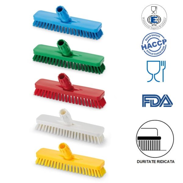 Perie pentru pardoseli si pereti, 30 cm, duritate ridicata, albastra, rezistenta la 121°C, autoclavare  pentru industria alimentara, certificare HACCP, FDA