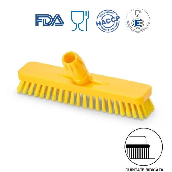 Perie pentru pardoseli si pereti, 30 cm, duritate ridicata, galbena, rezistenta la 121°C, autoclavare  pentru industria alimentara, certificare HACCP, FDA