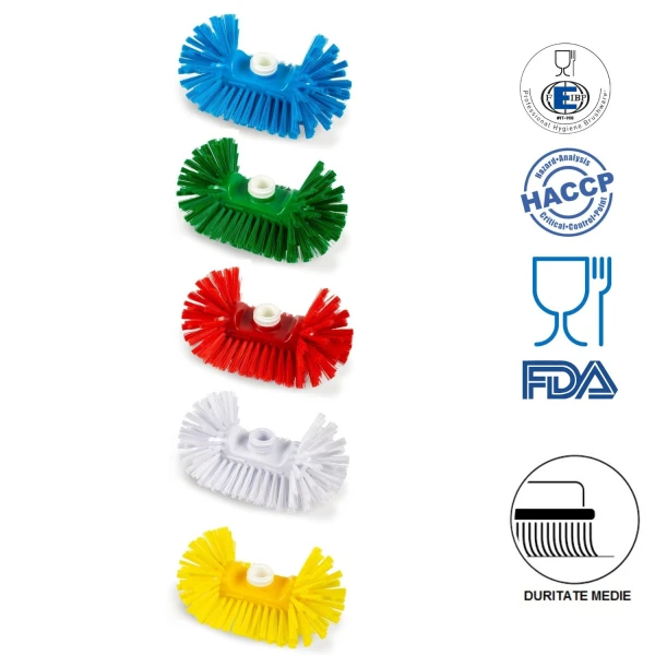 Perie semirotunda, duritate medie, verde, rezistenta la 121°C, autoclavare, pentru cisterne, rezervoare si containere rotunde, si colturi si tavane, pentru industria alimentara, certificata HACCP, FDA