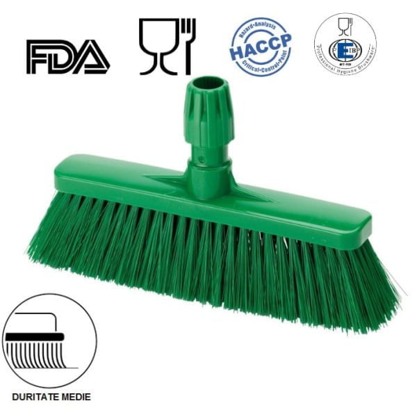 Matura dreapta cu peri scurti, 80mm, duritate medie, verde, IGEAX 1031, termorezistenta, auclavare 121°C,  pentru industria alimentara, certificata HACCP, FDA