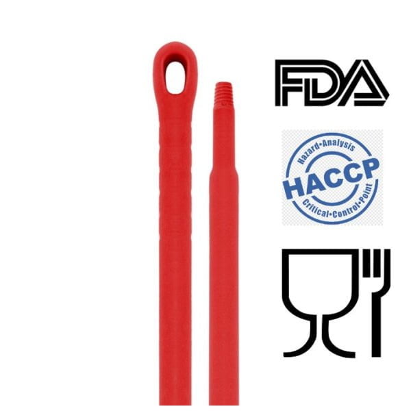 Coada / Maner  150 cm, rosie, pentru matura, perii si racleta IGEAX, din plastic si fibra de sticla, rezistenta la 100 °C, autoclavare 121 °C, pentru industria alimentara, certificata HACCP, FDA