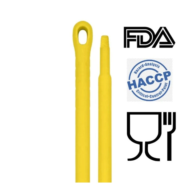 IGEAX_1039Y_Coada _Maner 150 cm, galbena, pentru matura, perii si racleat, din plastic si fibra de sticla, rezistenta la 100 °C, pentru industria alimentara,HACCP Coada / Maner  150 cm, galbena, pentru matura, perii si racleta IGEAX, din plastic si fibra de sticla, rezistenta la 100 °C, autoclavare 121 °C, pentru industria alimentara, certificata HACCP, FDA