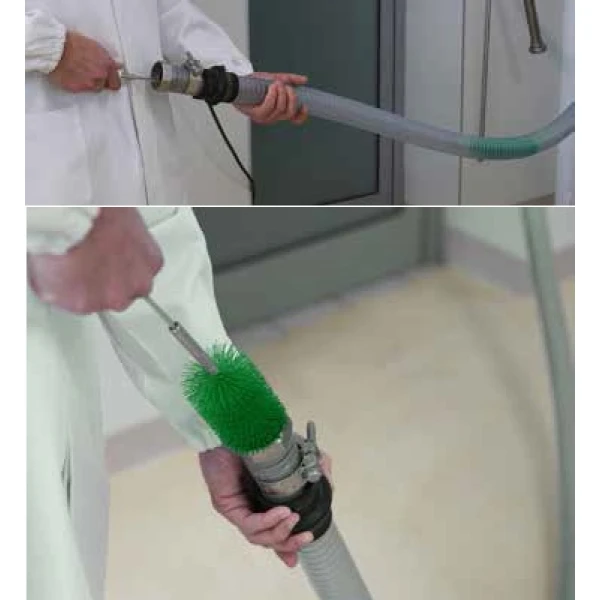 Perie tubulara pentru curatarea tevilor, interschimbabila, diametrul Ø50 mm, ergonomica, duritate medie, albastra, autoclavare 121 °C, pentru industria alimentara, certificata HACCP, FDA
