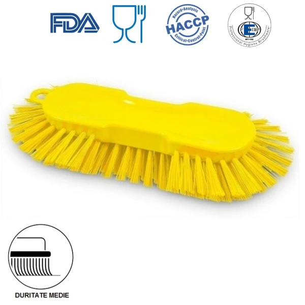 IGX1019YM_Perie radiala de mana, duritate medie, galbena, 121°C, autoclavare, cuve, butoaie si rezervoare, industria alimentara, HACCP, FDA Perie radiala de mana, IGEAX 1019M, duritate medie, galbena, rezistenta la 121°C, autoclavare, pentru cuve, butoaie si rezervoare rotunde, pentru industria alimentara, certificata HACCP, FDA