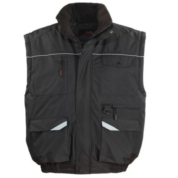 Jacheta RIPSTOP 2/1, geaca cu maneci detasabile, neagra, rezistenta la rupere, dungi decorative reflectorizante, protectie impotriva umezelii, frigului si vantului