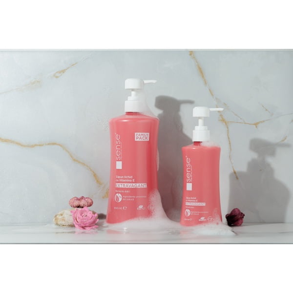 Sapun lichid gel Extravagant Sense, 800ml, 99.3% ingrediente naturale, PH neutru, parfum dulce, flacon BioPet 100% reciclabil