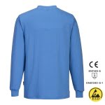 PWAS22HBR_Tricou antistatic, ESD, cu maneca lunga, AS22, albastru deschis, 96% bumbac, 4% fibra Carbon 195g_m², certificat EN 1149 -5, IEC 61340-5-1_spate