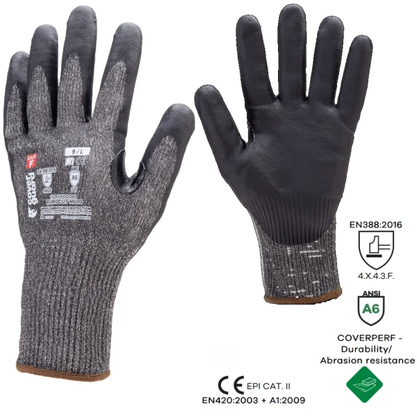 CG1CRUF0_Manusi de protectie cu rezistenta la taiere F, EUROCUT N606, imesate cu spuma nitril pe palma, intaritura de nitril intre degetul mare si aratator_1 Manusi de protectie cu rezistenta la taiere F, EUROCUT N606, imesate cu spuma nitril pe palma, intaritura de nitril intre degetul mare si aratator