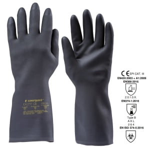 Manusi de protectie impotriva chimicalelor si microorganismelor, EUROCHEM NE5310, din neopren, negru, lungime 31cm, Coverguard
