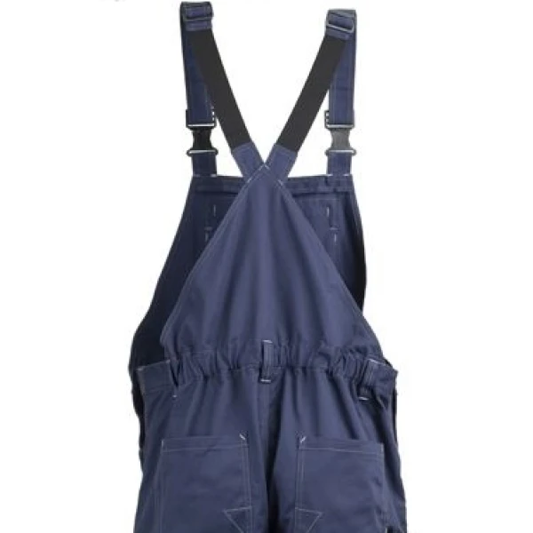 Salopeta de lucru BARVA, albastru inchis, tercot, cu buzunare multiple, 60% bumbac, 40% poliester – 270/m², insertii Oxford 600D, tiv suplimentar 5cm