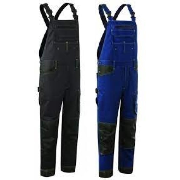 Salopeta de lucru BARVA, albastru inchis, tercot, cu buzunare multiple, 60% bumbac, 40% poliester – 270/m², insertii Oxford 600D, tiv suplimentar 5cm