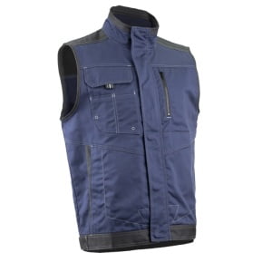 Vesta de lucru BARVA, albastru inchis, tercot, cu buzunare multiple, 60% bumbac, 40% poliester – 270/m², insertii Oxford 600D, Coverguard