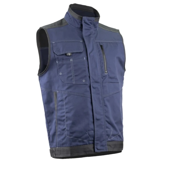 Vesta de lucru BARVA, albastru inchis, tercot, cu buzunare multiple, 60% bumbac, 40% poliester – 270/m², insertii Oxford 600D, Coverguard