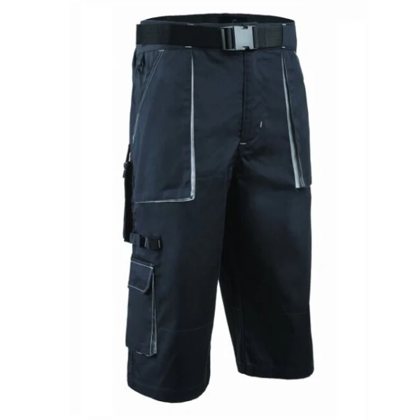 CG5NAS050_Pantaloni de lucru, tip bermude, NAVY II, albastru inchis_gri, sub genunchi, 60% bumbac, 40% poliester – 245g_m², curea integrata, Coverguard_fata Pantaloni de lucru, tip bermude, NAVY II, albastru inchis/gri, sub genunchi, 60% bumbac, 40% poliester – 245g/m², curea integrata, Coverguard
