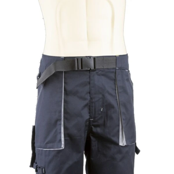 Pantaloni de lucru, tip bermude, NAVY II, albastru inchis/gri, sub genunchi, 60% bumbac, 40% poliester – 245g/m², curea integrata, Coverguard