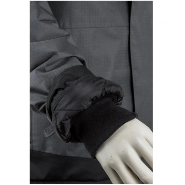 Geaca de iarna, impermeabila, captusita, Ripstop, YUZU, cu gluga, gri-negru, spate extins in lungime, Coverguard