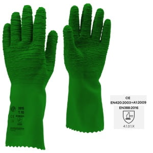 Manusi de protectie din latex, verde, EUROSTRONG 3815, 32 cm, imersate suplimentar pe palma pentru aderenta mai buna, Coverguard