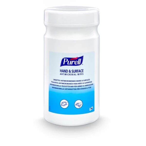 Servetele PURELL Hand & Surface Antimicrobial pentru dezinfectarea mainilor si suprafetelor, 200 servetele/canistră