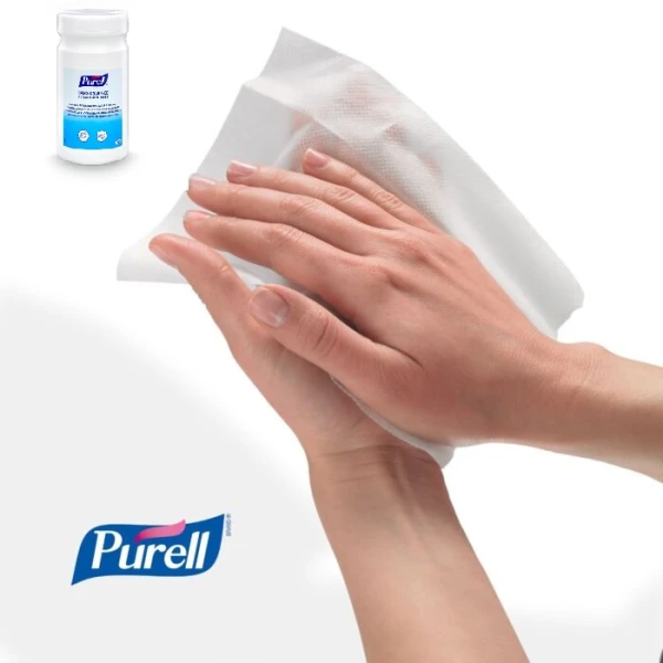 GJ92200-06-EEU_Șerveţele PURELL Hand & Surface Antimicrobial pentru dezinfectarea mainilor si suprafetelor, 200 bucăți_canistră_aplic_1 Servetele PURELL Hand & Surface Antimicrobial pentru dezinfectarea mainilor si suprafetelor, 200 servetele/canistră