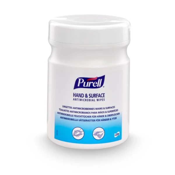 Șerveţele PURELL Hand & Surface Antimicrobial pentru dezinfectarea mainilor si suprafetelor, 270 bucăți/canistră