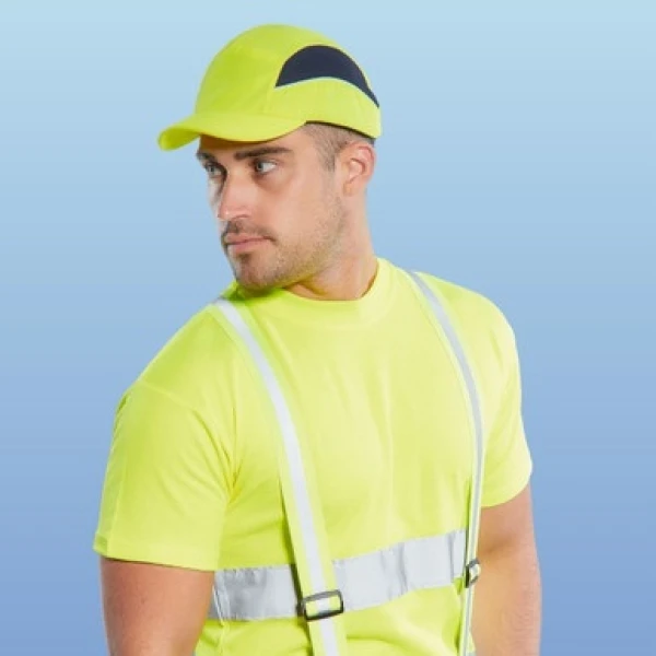 Sapca de protectie tip baseball, AirTech Bump, albastru inchis, ventilatie laterala, cozoroc scurt, 5cm, insertii reflectorizante, conform EN812