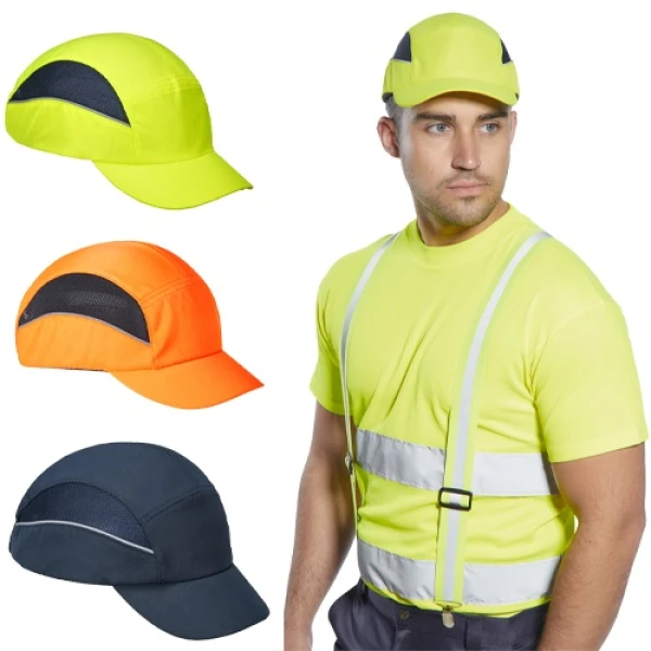 Sapca de protectie tip baseball, AirTech Bump, albastru inchis, ventilatie laterala, cozoroc scurt, 5cm, insertii reflectorizante, conform EN812