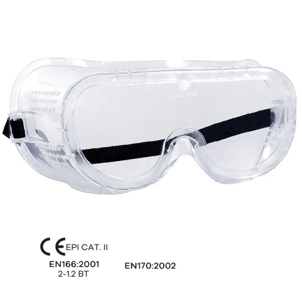 Ochelari de protectie MONOLUX tip scafandru, lentile policarbonat transparente, ventilatie directa, protectie impotriva UV, chimicalelor si temperaturilor ridicate