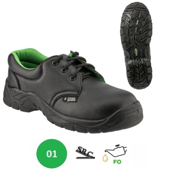 Pantofi ocupationali (de lucru) 01, FO, SRC, CYRANO II, negri, din piele integrala, brant detasabil, talpa cu dubla densitate PU-PU, antistatica, anti-alunecare