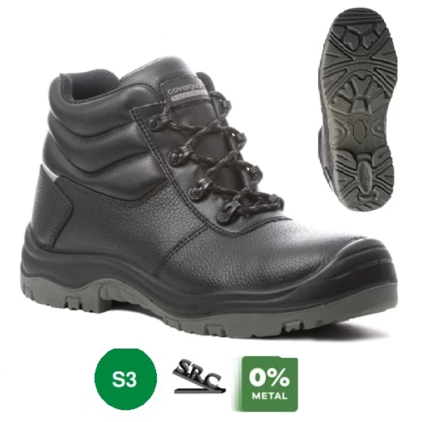 CG9FREH_Bocanci de protectie S3, SRC, Freedite, din piele integrala neagra, cu bombeu si lamela din compozit, insertie reflectorizanta pe calcai, Coverguard_princ Bocanci de protectie S3, SRC, Freedite, din piele integrala neagra, cu bombeu si lamela din compozit, insertie reflectorizanta pe calcai, Coverguard
