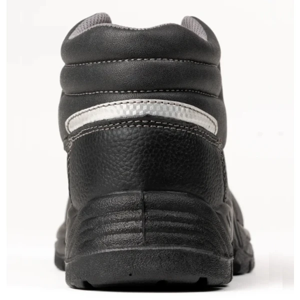 Bocanci de protectie S3, SRC, Freedite, din piele integrala neagra, cu bombeu si lamela din compozit, insertie reflectorizanta pe calcai, Coverguard