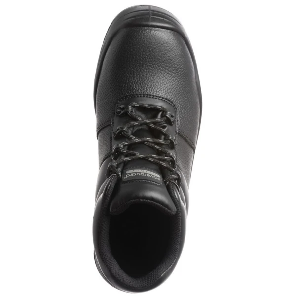 Bocanci de protectie S3, SRC, Freedite, din piele integrala neagra, cu bombeu si lamela din compozit, insertie reflectorizanta pe calcai, Coverguard