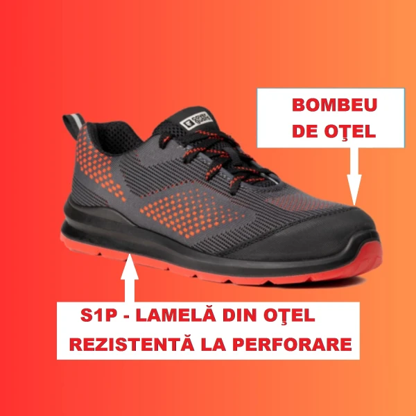 CG9MIL530_Pantofi protectie usori, S1P, SRC, MILERITE, model sport, gri-rosu, bombeu si lamela metalica, respirabilitate si confort, Coverguard_lateral_PRINC Pantofi protectie usori, S1P, SRC, MILERITE, model sport, gri-rosu, bombeu si lamela metalica, respirabilitate si confort, Coverguard