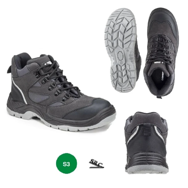 CG9SIH150_Bocanci de protectie S3, SRC, SILVER cu bombeu metalic, partea superioara hidrofuga, respirabila, dunga reflectorizanta la spate_princ Bocanci de protectie S3, SRC, SILVER cu bombeu metalic, partea superioara hidrofuga, respirabila, dunga reflectorizanta la spate