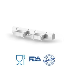 IGX1085W_Suport ustensile cu prindere de perete, cu 2 suporturi pentru manere si 1 carlig, 30 cm, alb, certificat Food Contact, conform HACCP