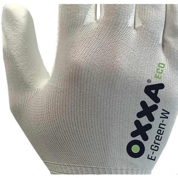Manusi de protectie OXXA E-Green-W 52-100, suport poliester reciclat, imersie de poliuretan moale, pentru aplicatii de precizie, simt tactil, protectie mecanica si termica 100°C