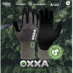 Manusi de protectie anti-taiere, nivel C, OXXA E-Mission Cut C 52-700, suport din fibre reciclate, imersate in spuma de nitril, aderenta in medii uscate, ude, uleioase, compatibile cu dispozitive touchscreen