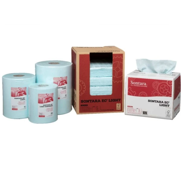 Rola lavete industriale pentru degresare Sontara EC® Light, dim. laveta 26 x 38 cm, 400 lavete / rola, turcoaz, pentru stergeri fara scame, rezistente la solventi puternici, material netesut, D14092335