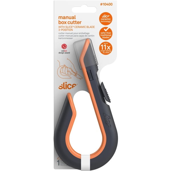 Cutter pentru cutii, cu lama ceramica retractabila, in 3 pozitii, Slice Manual Box Cutter cu maner ergonomic, pentru desfacerea in siguranta a cutiilor sau pachetelor