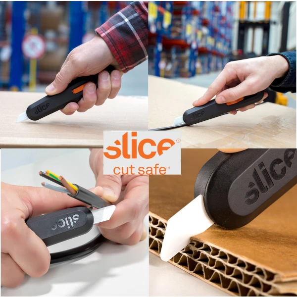 PHC-10550_Cutter clasic, cu lama ceramica, retractabila in 5 pozitii Manual Utility Knife, pentru deschiderea, decuparea sau taierea cutiilor de carton, ambalajelor din plastic, a cablurilor sau a mochetei_1 Cutter clasic, cu lama ceramica, retractabila in 5 pozitii Slice Manual Utility Knife, pentru deschiderea, decuparea sau taierea cutiilor de carton, ambalajelor din plastic, a cablurilor sau a mochetei