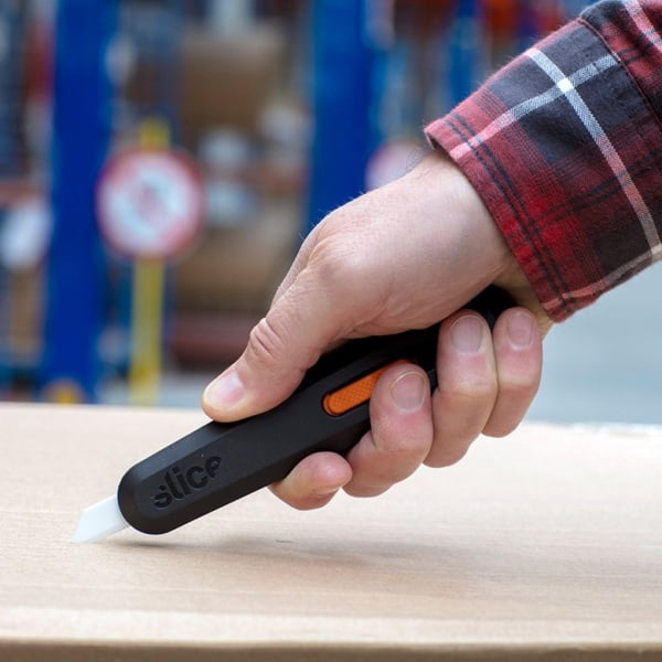 Cutter clasic, cu lama ceramica, retractabila in 5 pozitii Slice Manual Utility Knife, pentru deschiderea, decuparea sau taierea cutiilor de carton, ambalajelor din plastic, a cablurilor sau a mochetei