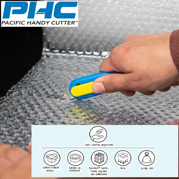 PHC-E12206-4_Cutter cu lama din otel-carbon, autoretractabila, VOLO disposable auto-retract safety knife, usor, ergonomic, pentru sarcini de taiere cu volum mare de lucru_3 Cutter cu lama din otel-carbon, autoretractabila, VOLO disposable auto-retract safety knife, usor, subtire, rezistent, ergonomic, pentru sarcini de taiere cu volum mare de lucru