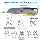 PHC-E13206-9_Cutter cu lama din otel-carbon, autoretractabila, VICTA auto-retract safety knife, maner metalic, 3 niveluri de blocare a lamei, robust, performant, versatil, ergonomic_6