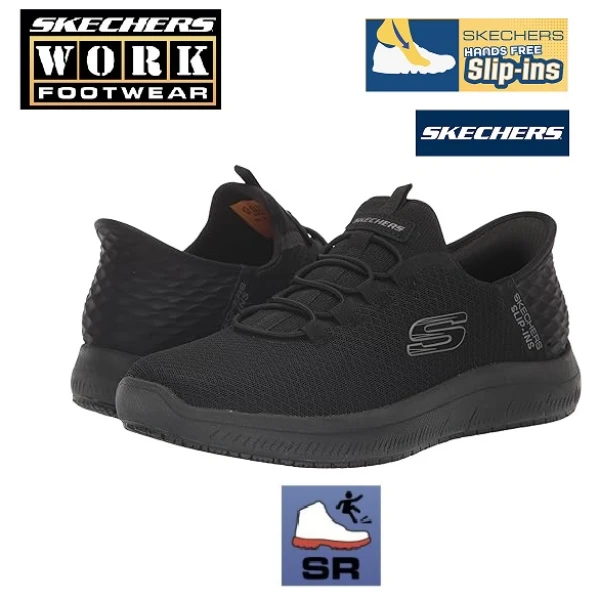 Pantofi ocupationali OB FO SRC, model sport pentru femei SKECHERS SUMMITS SR - ENSLEE, Hands Free Slip-Ins, incaltare rapida, usori si confortabili, EN ISO 20347:2012
