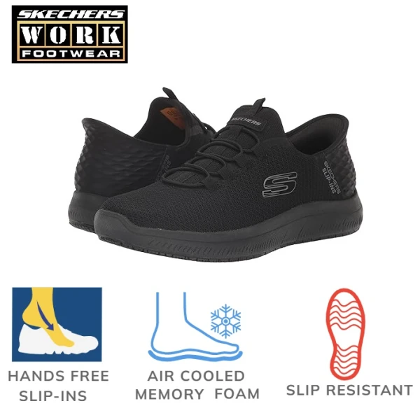 SK108144EC- BLK_Pantofi ocupationali OB FO SRC, model sport pentru femei SKECHERS SUMMITS SR - ENSLEE, Hands Free Slip-Ins, incaltare rapida, usori si confortabili_princ1 Pantofi ocupationali OB FO SRC, model sport pentru femei SKECHERS SUMMITS SR - ENSLEE, Hands Free Slip-Ins, incaltare rapida, usori si confortabili, EN ISO 20347:2012