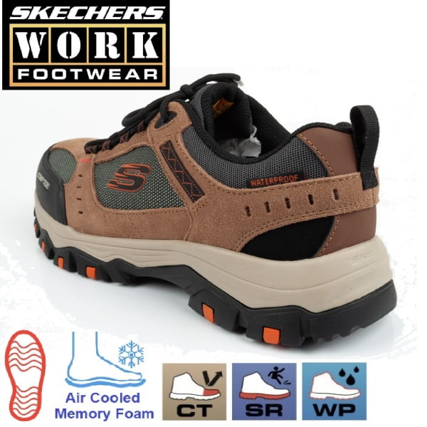Pantofi de protectie impermeabili, pentru barbati, SB, WR, SRA, SKECHERS Greetah Comp Toe, cu bombeu  compozit, din piele intoarsa si material textil hidrofug, cu cusaturi sigilate, usori si comfortabili